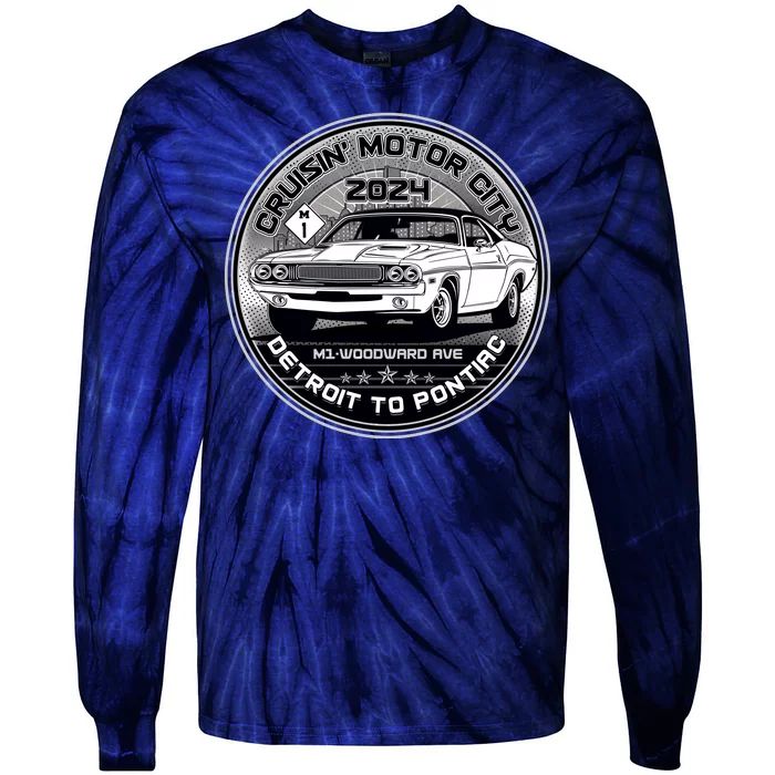 Cruisin Motor City Detroit To Pontiac 2024 Emblem Silver Version Tie-Dye Long Sleeve Shirt