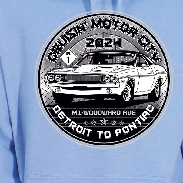 Cruisin Motor City Detroit To Pontiac 2024 Emblem Silver Version Unisex Surf Hoodie