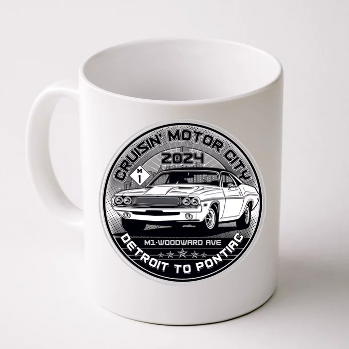 Cruisin Motor City Detroit To Pontiac 2024 Emblem Silver Version Front & Back Coffee Mug