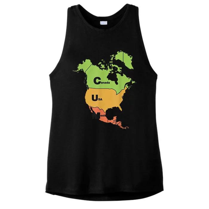 Cum Map Canada Usa And Mexico Funny Adult Humor Ladies Tri-Blend Wicking Tank