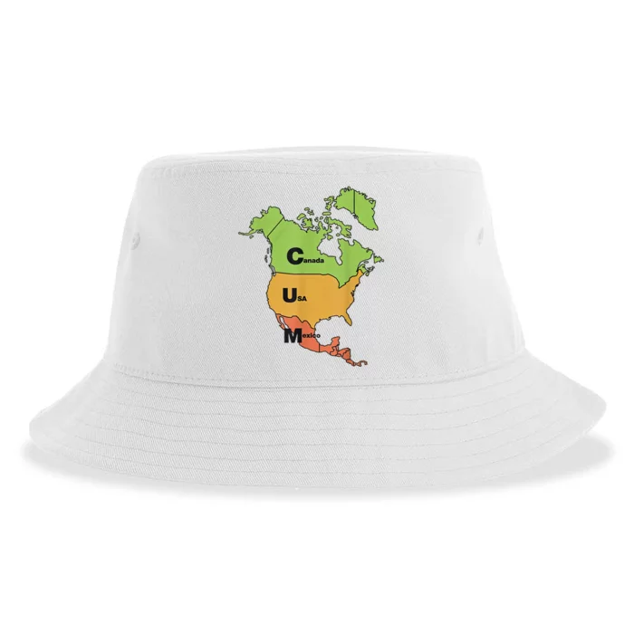 Cum Map Canada Usa And Mexico Funny Adult Humor Sustainable Bucket Hat