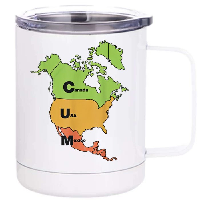 Cum Map Canada Usa And Mexico Funny Adult Humor Front & Back 12oz Stainless Steel Tumbler Cup