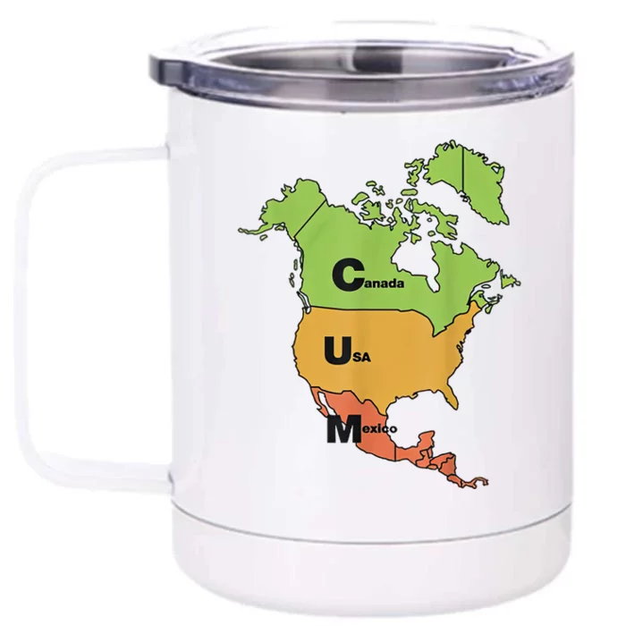 Cum Map Canada Usa And Mexico Funny Adult Humor Front & Back 12oz Stainless Steel Tumbler Cup