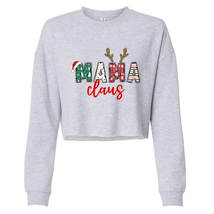 Christmas Mama Claus Reindeer Grandma Gigi Claus Pajamas Gift Cropped Pullover Crew