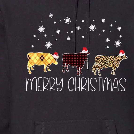 Cow Merry Christmas Cute Plaid Leopard Xmas Pajama Farmer Premium Hoodie