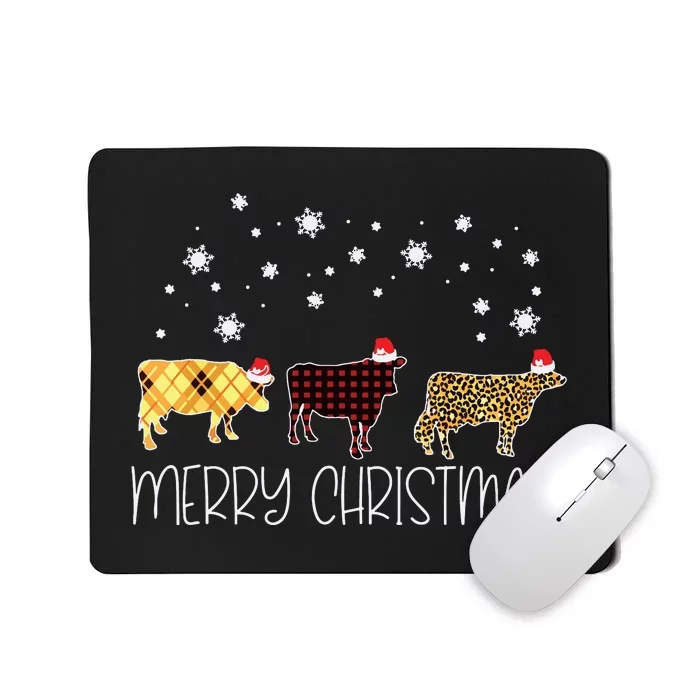 Cow Merry Christmas Cute Plaid Leopard Xmas Pajama Farmer Mousepad