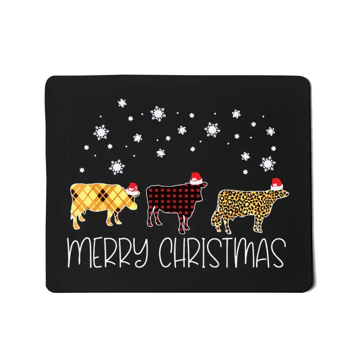 Cow Merry Christmas Cute Plaid Leopard Xmas Pajama Farmer Mousepad