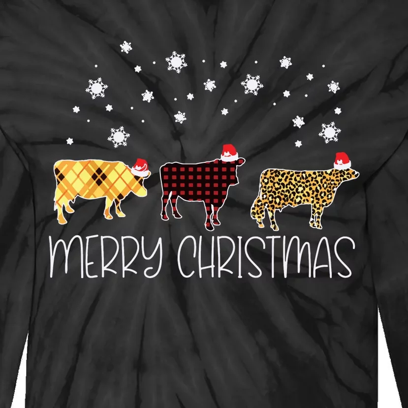 Cow Merry Christmas Cute Plaid Leopard Xmas Pajama Farmer Tie-Dye Long Sleeve Shirt