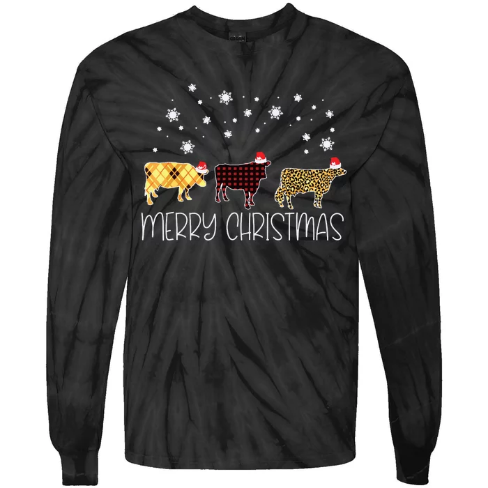 Cow Merry Christmas Cute Plaid Leopard Xmas Pajama Farmer Tie-Dye Long Sleeve Shirt