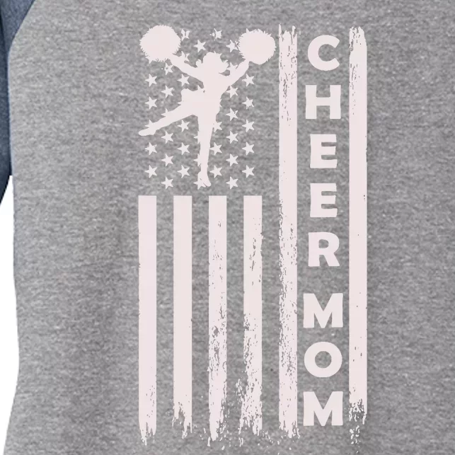 Cheer Mom Cheerleading Cheerleader Mother American Flag Women's Tri-Blend 3/4-Sleeve Raglan Shirt