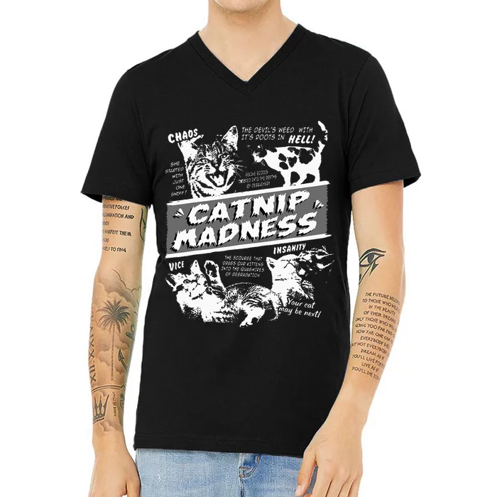 Catnip Madness Cute Kitten V-Neck T-Shirt