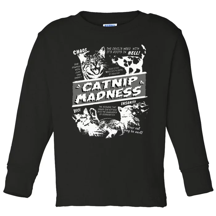 Catnip Madness Cute Kitten Toddler Long Sleeve Shirt