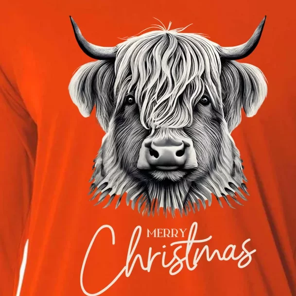 Cow Merry Christmas Scottish Highland Cow Xmas Cow Lover Great Gift Cooling Performance Long Sleeve Crew