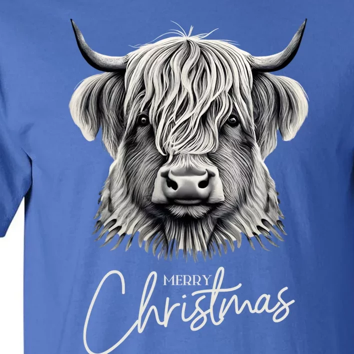 Cow Merry Christmas Scottish Highland Cow Xmas Cow Lover Great Gift Tall T-Shirt