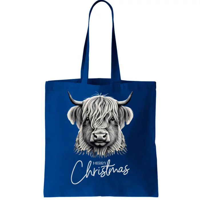 Cow Merry Christmas Scottish Highland Cow Xmas Cow Lover Great Gift Tote Bag