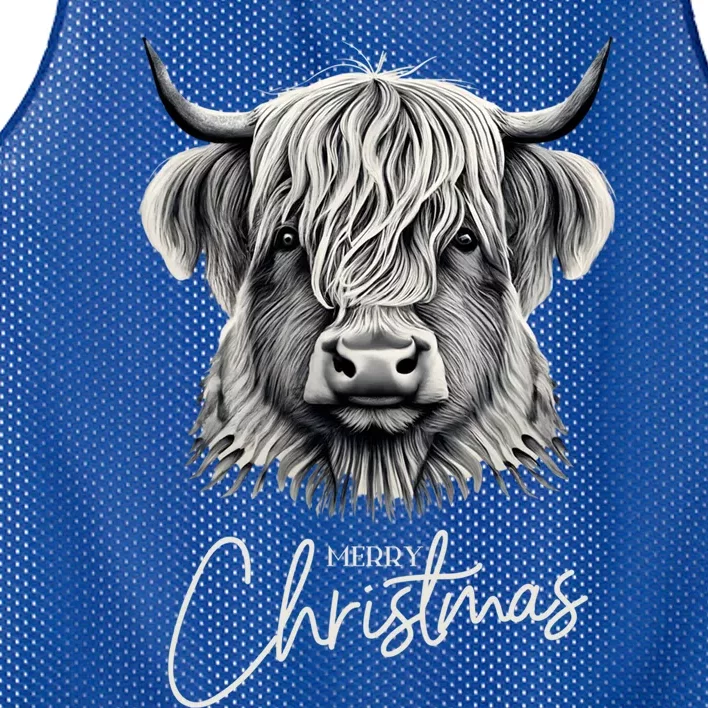 Cow Merry Christmas Scottish Highland Cow Xmas Cow Lover Great Gift Mesh Reversible Basketball Jersey Tank