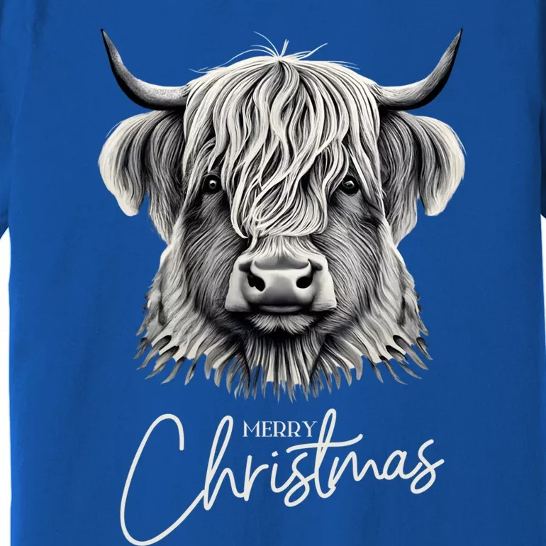 Cow Merry Christmas Scottish Highland Cow Xmas Cow Lover Great Gift Premium T-Shirt