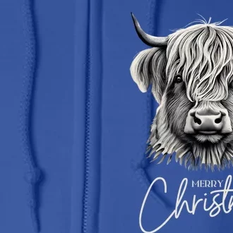 Cow Merry Christmas Scottish Highland Cow Xmas Cow Lover Great Gift Full Zip Hoodie