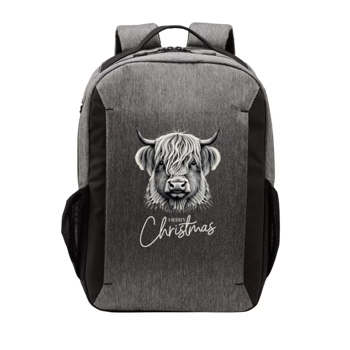 Cow Merry Christmas Scottish Highland Cow Xmas Cow Lover Great Gift Vector Backpack