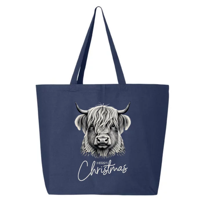 Cow Merry Christmas Scottish Highland Cow Xmas Cow Lover Great Gift 25L Jumbo Tote