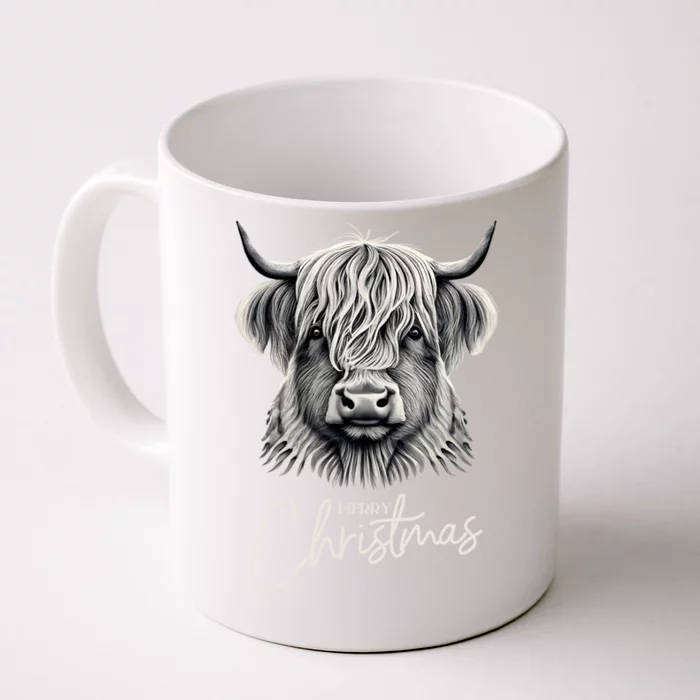 Cow Merry Christmas Scottish Highland Cow Xmas Cow Lover Great Gift Front & Back Coffee Mug