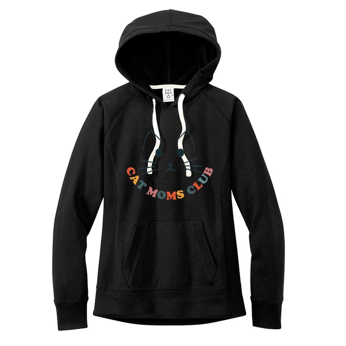 Cat Moms Club Groovy Cat Mama Mothers Day Fur Mom Love Women's Fleece Hoodie