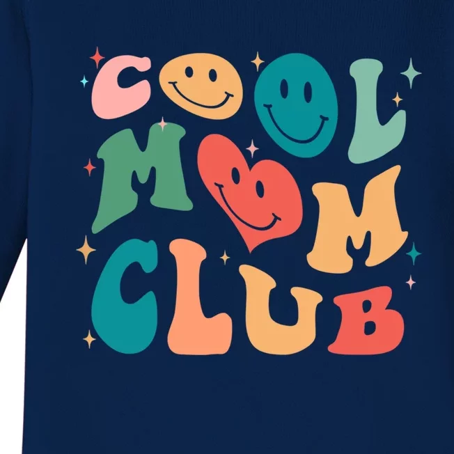 Cool Mom Club Groovy Retro Smile Cool Mom Club Aunties Gift Baby Long Sleeve Bodysuit