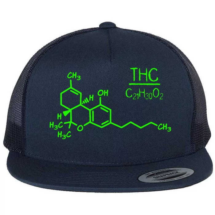 Cannabis Molecule Flat Bill Trucker Hat