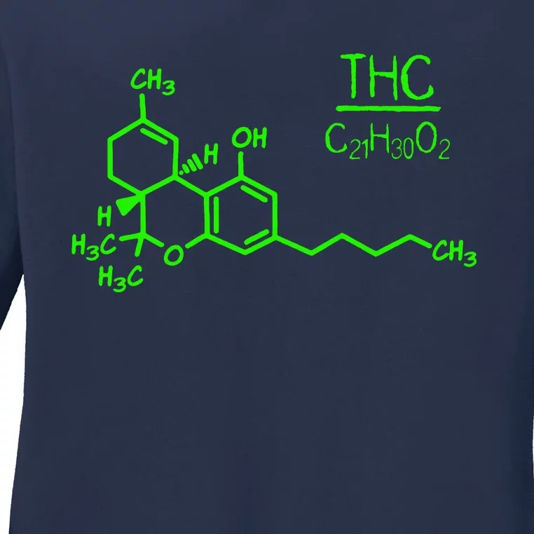 Cannabis Molecule Ladies Long Sleeve Shirt