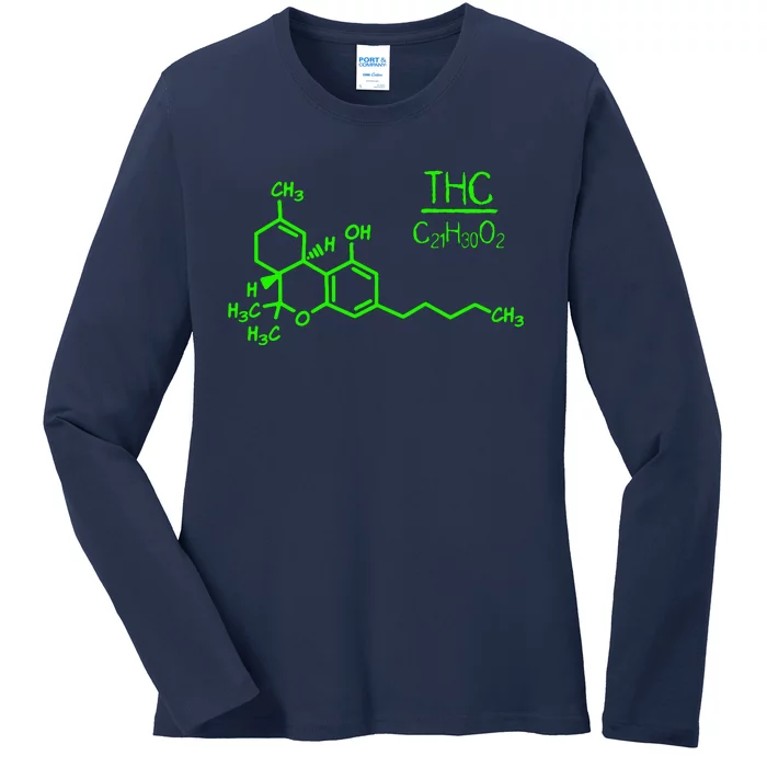 Cannabis Molecule Ladies Long Sleeve Shirt