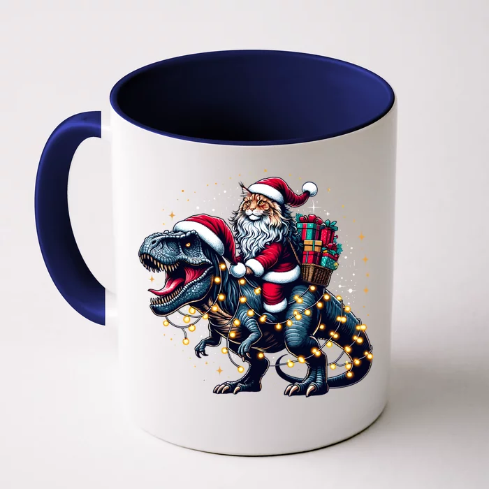 Cute Maine Coon Santa Hat Trex Christmas Maine Coon Owners Gift Front & Back Coffee Mug