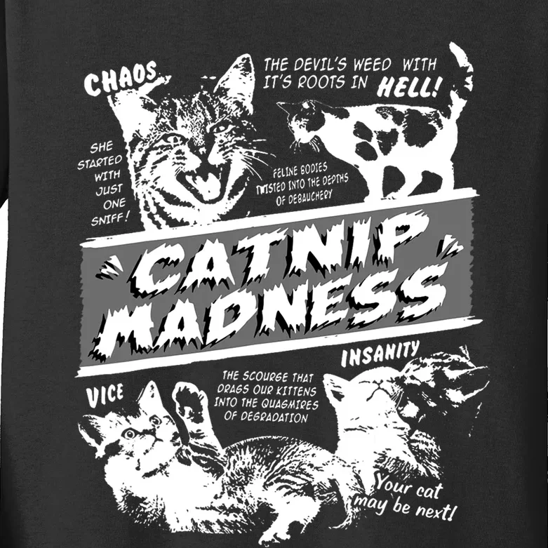 Catnip Madness Cute Kitten Funny Cat Pet Humor Kids Long Sleeve Shirt