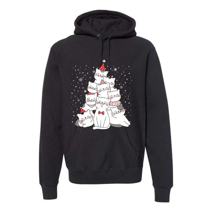 Cute Meowy Catmas Cat Christmas Merry Tree Xmas Premium Hoodie