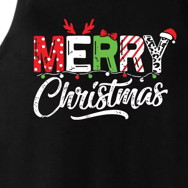 Cute Merry Christmas Matching Family Christmas Ladies Tri-Blend Wicking Tank