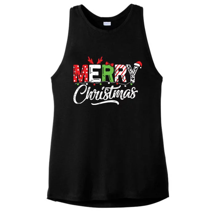 Cute Merry Christmas Matching Family Christmas Ladies Tri-Blend Wicking Tank