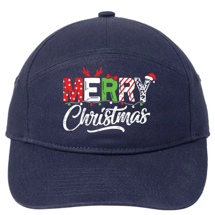 Cute Merry Christmas Matching Family Christmas 7-Panel Snapback Hat