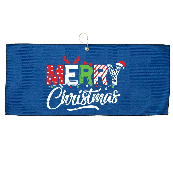 Cute Merry Christmas Matching Family Christmas Large Microfiber Waffle Golf Towel