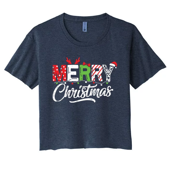 Cute Merry Christmas Matching Family Christmas Women's Crop Top Tee