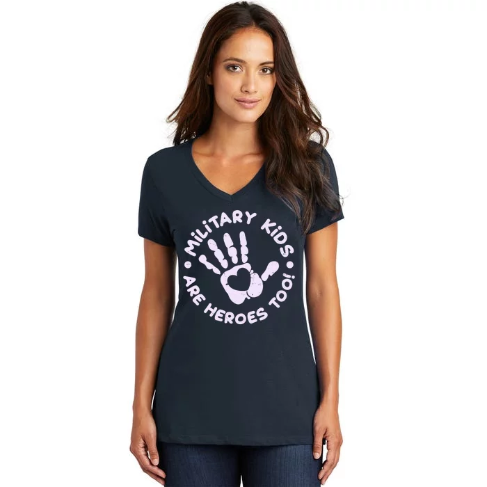 Cute Military Children Are Heroes Too Women's V-Neck T-Shirt