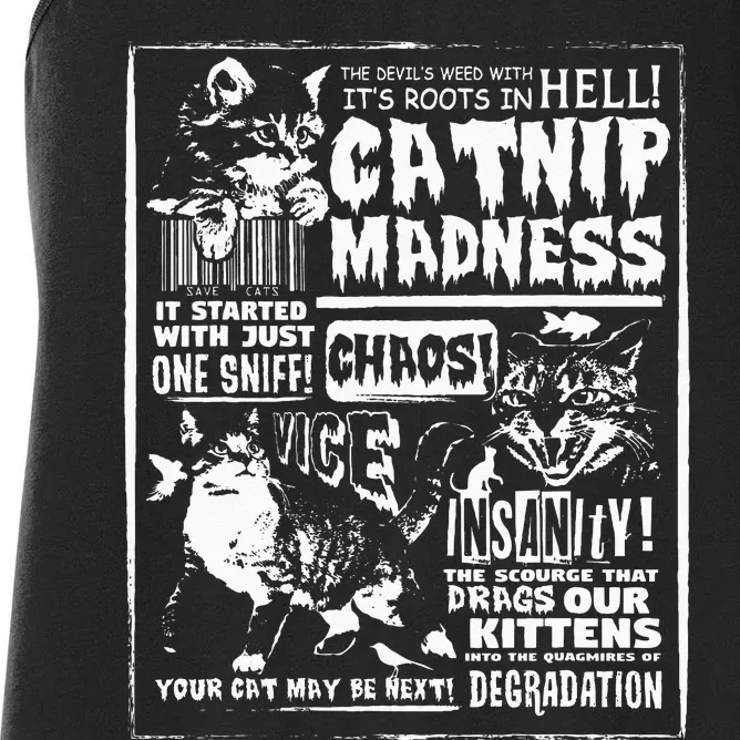 Catnip Madness Cute Kitten Cat Lover Gift For Cat Owners Women's Racerback Tank