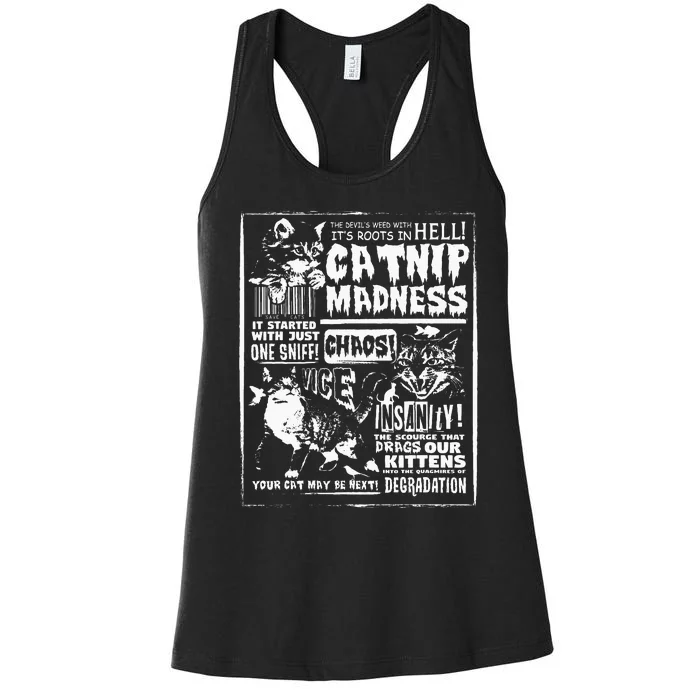 Catnip Madness Cute Kitten Cat Lover Gift For Cat Owners Women's Racerback Tank