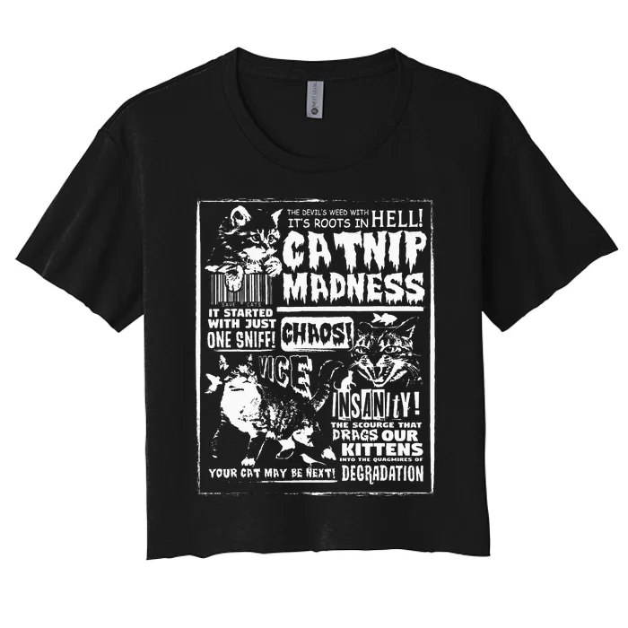 Catnip Madness Cute Kitten Cat Lover Gift For Cat Owners Women's Crop Top Tee