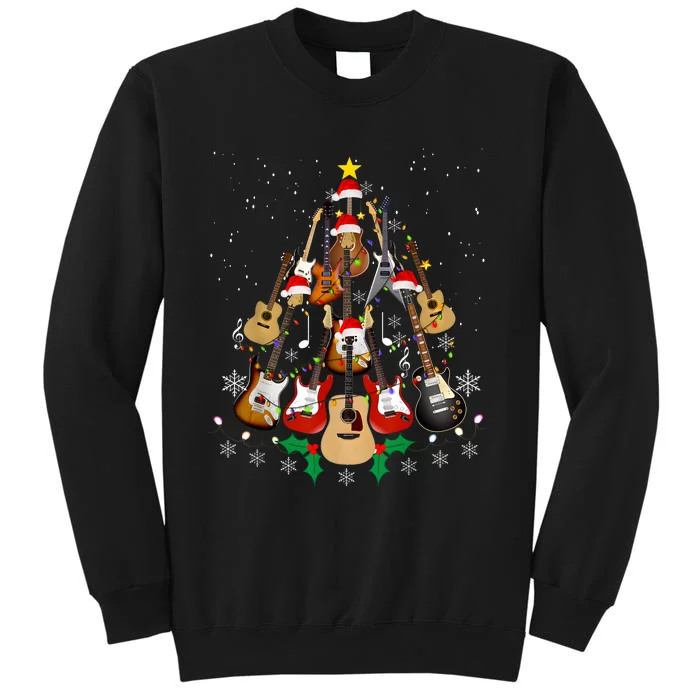 Christmas Musician Christmas Guitar Tree Tall Sweatshirt