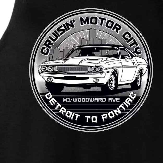 Cruisin Motor City Detroit To Pontiac Classic Muscle Car Ladies Tri-Blend Wicking Tank