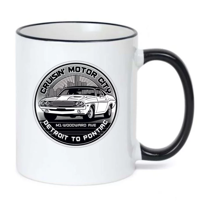 Cruisin Motor City Detroit To Pontiac Classic Muscle Car Black Color Changing Mug