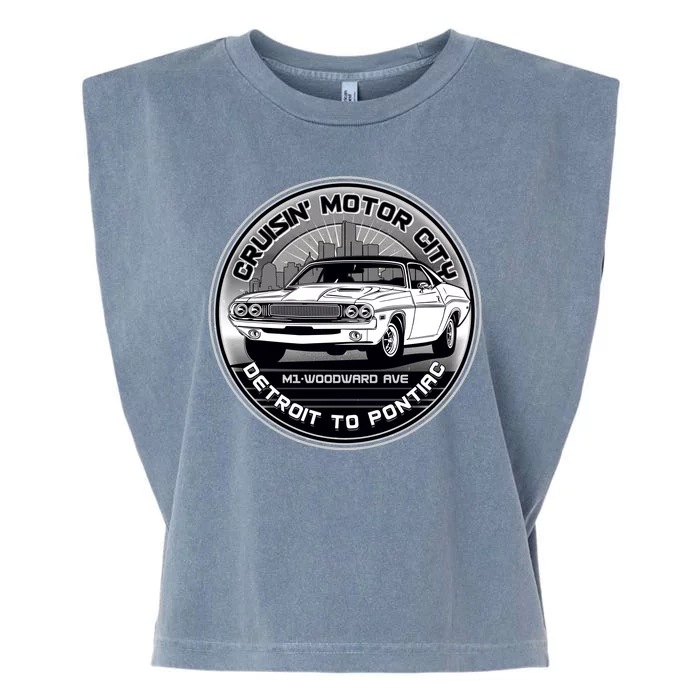 Cruisin Motor City Detroit To Pontiac Classic Muscle Car Garment-Dyed Women's Muscle Tee