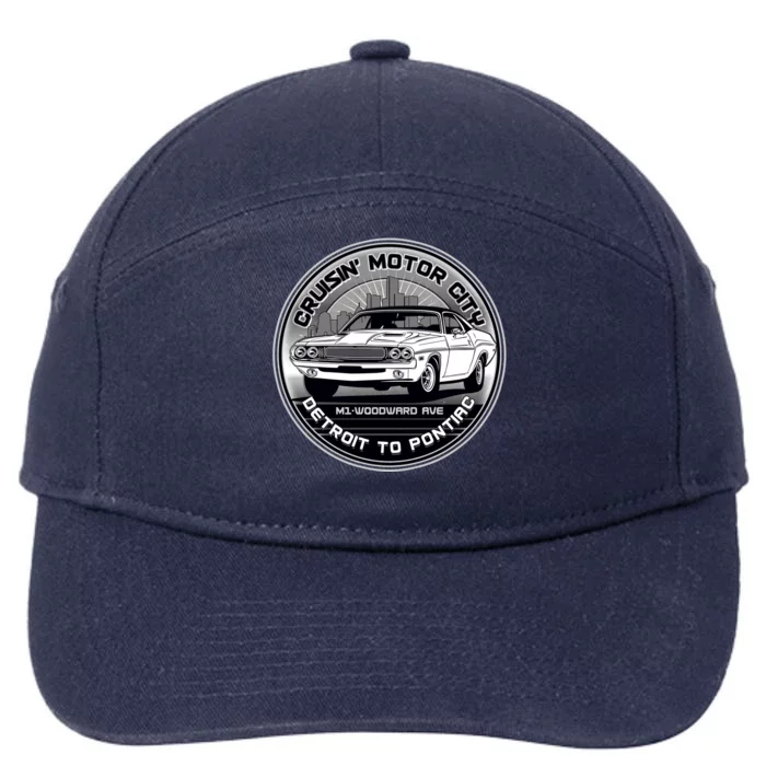 Cruisin Motor City Detroit To Pontiac Classic Muscle Car 7-Panel Snapback Hat