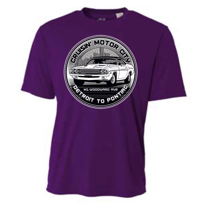 Cruisin Motor City Detroit To Pontiac Classic Muscle Car Cooling Performance Crew T-Shirt