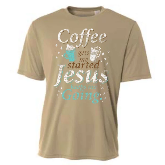 Coffee Morning Christian Gift Idea Jesus Cooling Performance Crew T-Shirt