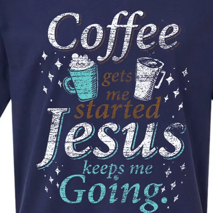 Coffee Morning Christian Gift Idea Jesus Sueded Cloud Jersey T-Shirt